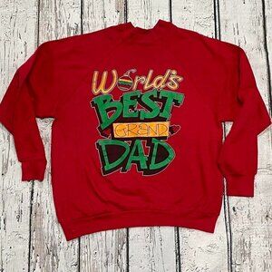 Vintage World's Best Grandad Red 1980s Crewneck Sweatshirt